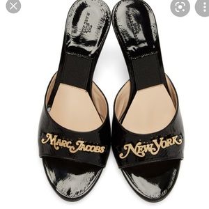 NWB black Marc Jacob patent leather mules